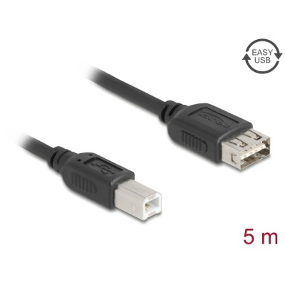 Delock USB 2.0 Cable USB Type-B male to EASY USB Type-A female 5 m
