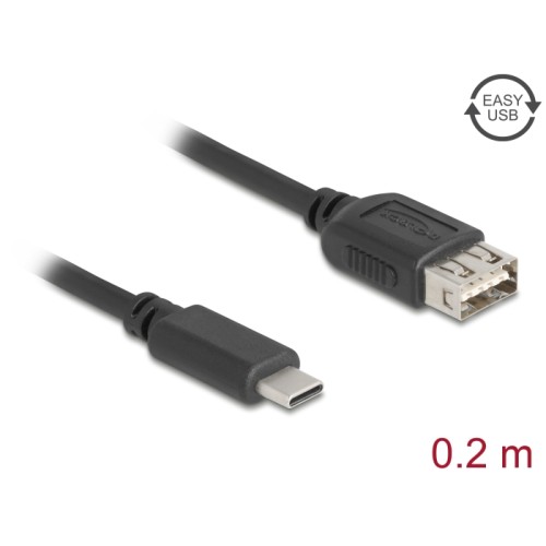 Delock USB 2.0 Cable USB Type-C™ male to EASY USB Type-A female 0.2 m
