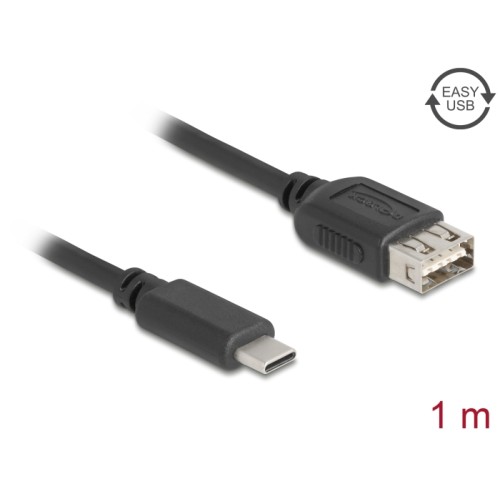 Delock USB 2.0 Cable USB Type-C™ male to EASY USB Type-A female 1 m