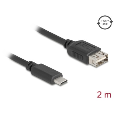 Delock USB 2.0 Cable USB Type-C™ male to EASY USB Type-A female 2 m
