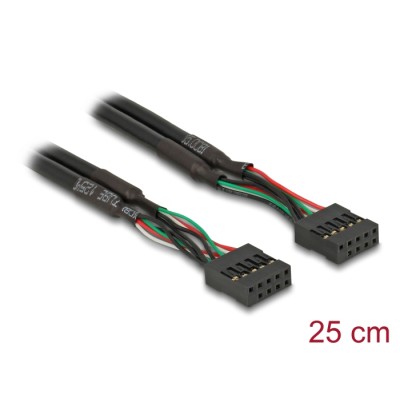 Delock Cable USB 2.0 pin header female 2.54 mm 10 pin to USB 2.0 pin header female 2.54 mm 10 pin 25 cm