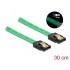 Delock SATA 6 Gb/s Cable UV glow effect green 30 cm