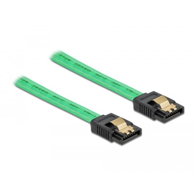 Delock SATA 6 Gb/s Cable UV glow effect green 50 cm 2