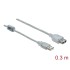 Delock Extension cable USB 2.0 Type-A male > USB 2.0 Type-A female 0.3 m transparent
