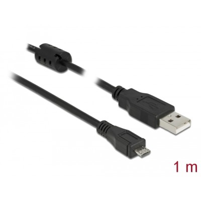 Delock USB 2.0 Cable Type-A male to USB 2.0 Micro-B male 1 m black