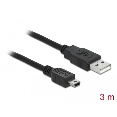 Delock Cable USB 2.0-A male > mini B 5-Pin male 3 m