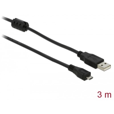 Delock USB 2.0 Cable Type-A male to USB- micro B male 3 m
