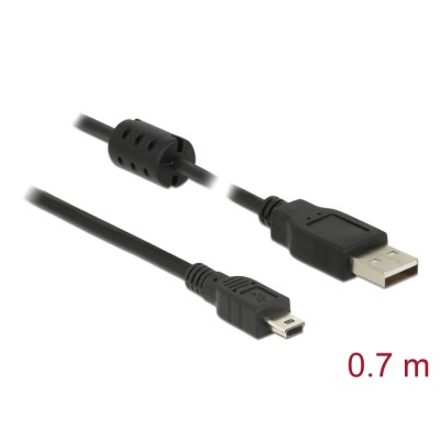Delock USB 2.0 Cable Type-A male to USB 2.0 Mini-B male 0.7 m black