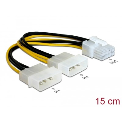 Delock Cable PCI Express power supply 8 pin to 2 x 5¼“ for graphics card