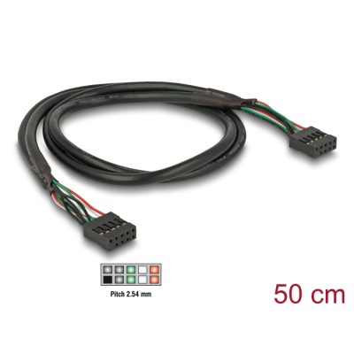 Delock Cable USB 2.0 pin header female 2.54 mm 10 pin  USB 2.0 pin header female 2.54 mm 10 pin 50 cm