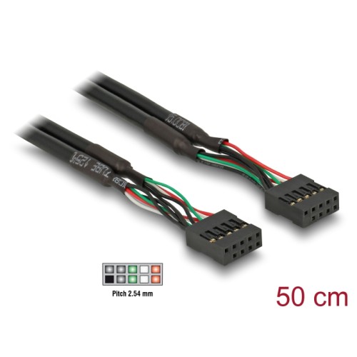 Delock Cable USB 2.0 pin header female 2.54 mm 10 pin  USB 2.0 pin header female 2.54 mm 10 pin 50 cm