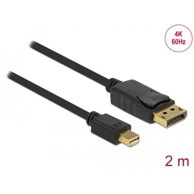 Delock Cable Mini DisplayPort 1.2 male  DisplayPort male 4K 60 Hz 2.0 m