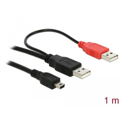 Delock Cable 2 x USB2.0-A male > USB mini 5-pin