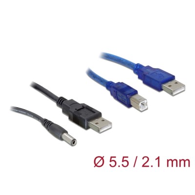 Delock Cable Set 2 x USB-A to DC + USB-B 30 cm