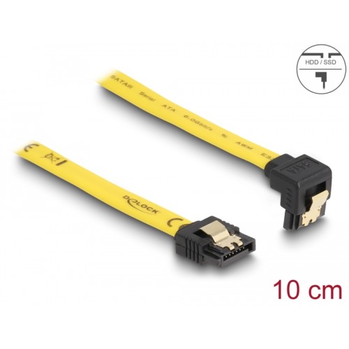 Delock SATA 3 Gb/s Cable straight to downwards angled 10 cm yellow
