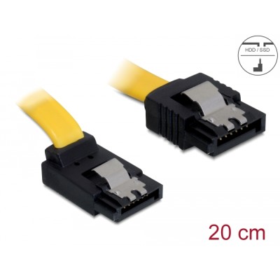 Delock SATA 3 Gb/s Cable straight to upwards angled 20 cm yellow