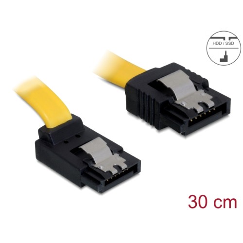 Delock SATA 3 Gb/s Cable straight to upwards angled 30 cm yellow