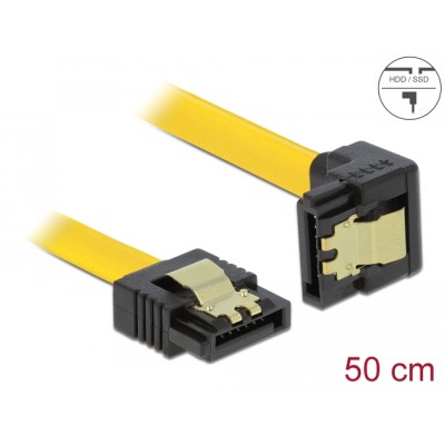 Delock SATA 3 Gb/s Cable straight to downwards angled 50 cm yellow
