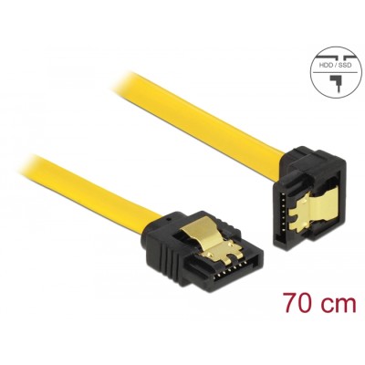Delock SATA 3 Gb/s Cable straight to downwards angled 70 cm yellow