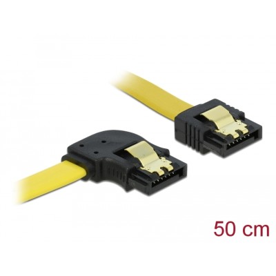 Delock SATA 3 Gb/s Cable straight to left angled 50 cm yellow