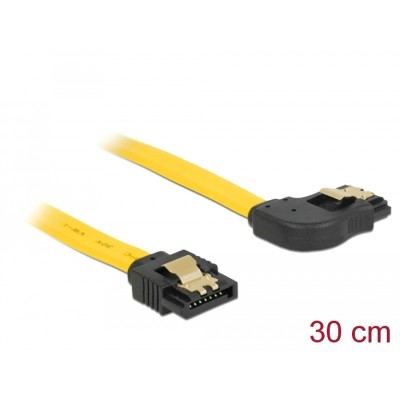 Delock SATA 3 Gb/s Cable straight to right angled 30 cm yellow