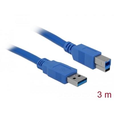 Delock Cable USB 3.0 type-A male > USB 3.0 type-B male 3 m blue