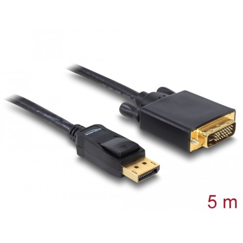 Delock Cable DisplayPort 1.1 male  DVI 24+1 male passive 5 m black