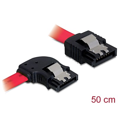 Delock SATA 3 Gb/s Cable straight to left angled 50 cm red