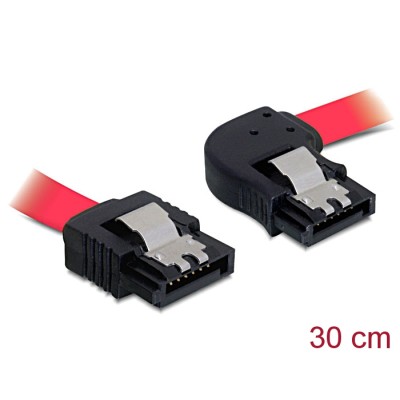 Delock SATA 3 Gb/s Cable straight to right angled 30 cm red