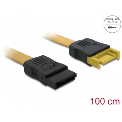 Delock Extension cable SATA 3 Gb/s plug > SATA receptacle 100 cm yellow