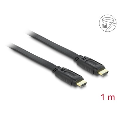 Delock Cable High Speed HDMI with Ethernet – HDMI A male  HDMI A male flat 1 m