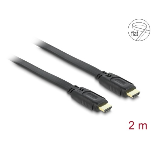 Delock Cable High Speed HDMI with Ethernet – HDMI A male  HDMI A male flat 2 m