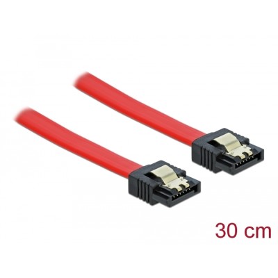 Delock Cable SATA 6 Gb/s male straight > SATA male straight 30 cm red metal