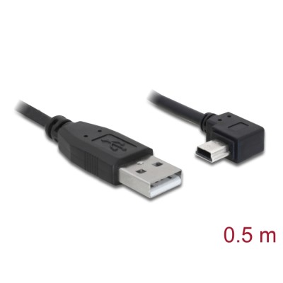 Delock Cable USB-A male > USB mini-B male angled 90° left