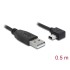 Delock Cable USB-A male > USB mini-B male angled 90° left