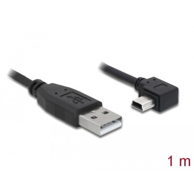 Delock Cable USB-A male > USB mini-B male angled 90° left