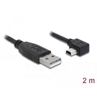 Delock Cable USB-A male > USB mini-B male angled 90° left