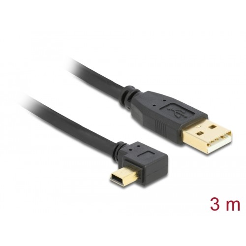 Delock Cable USB-A male > USB mini-B male angled 90° left