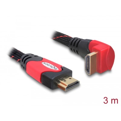 Delock Cable High Speed HDMI with Ethernet – HDMI A male  HDMI A male angled 4K 3 m