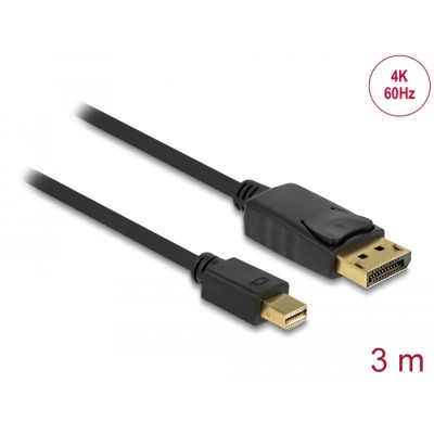 Delock Cable Mini DisplayPort 1.2 male  DisplayPort male 4K 60 Hz 3.0 m