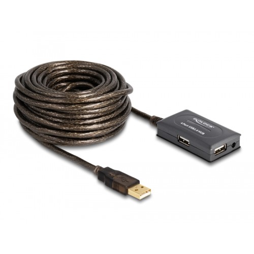 Delock USB 2.0 Extension Cable 10 m active with 4 port Hub