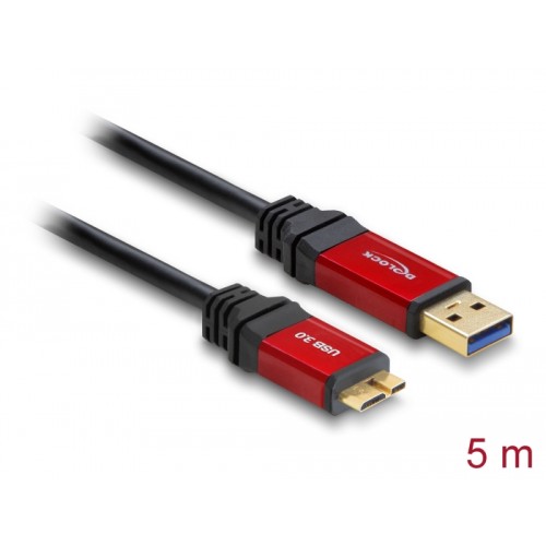 Delock Cable USB 3.2 Gen 1 Type-A male  USB 3.2 Gen 1 Type Micro-B male 5 m Premium