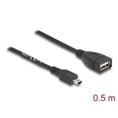 Delock USB 2.0 cable Type-A female to mini USB male 0.5 m