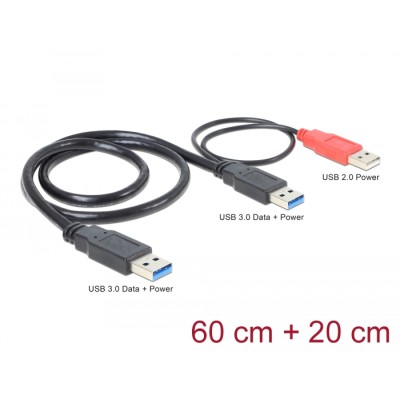 Delock Cable USB 3.0 type A male + USB type A male > USB 3.0 type A male