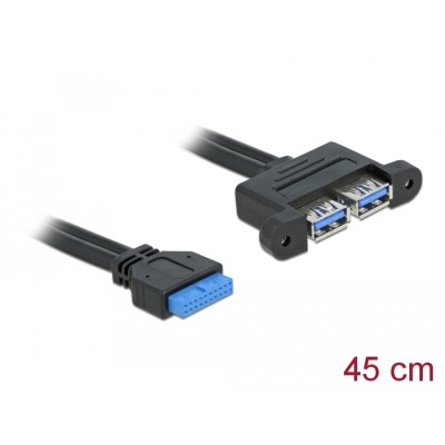Delock Cable USB 3.0 pin header female > 2 x USB 3.0-A female parallel