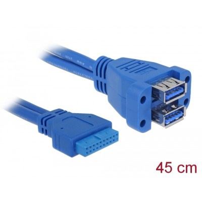 Delock Cable USB 3.0 pin header female to 2 x USB 3.0-A female stacked