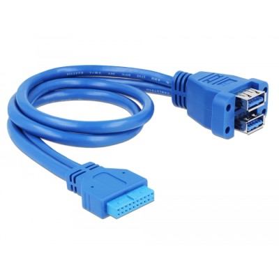 Delock Cable USB 3.0 pin header female to 2 x USB 3.0-A female stacked 2