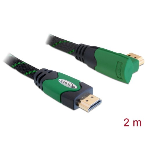Delock Cable High Speed HDMI with Ethernet – HDMI A male  HDMI A male angled 4K 2 m