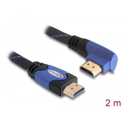 Delock Cable High Speed HDMI with Ethernet – HDMI A male  HDMI A male angled 4K 2 m