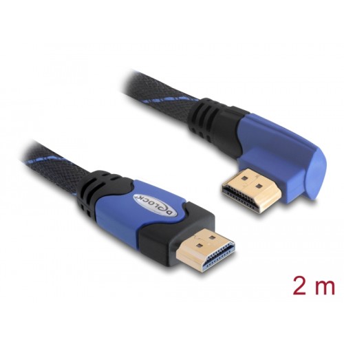 Delock Cable High Speed HDMI with Ethernet – HDMI A male > HDMI A male angled 4K 2 m